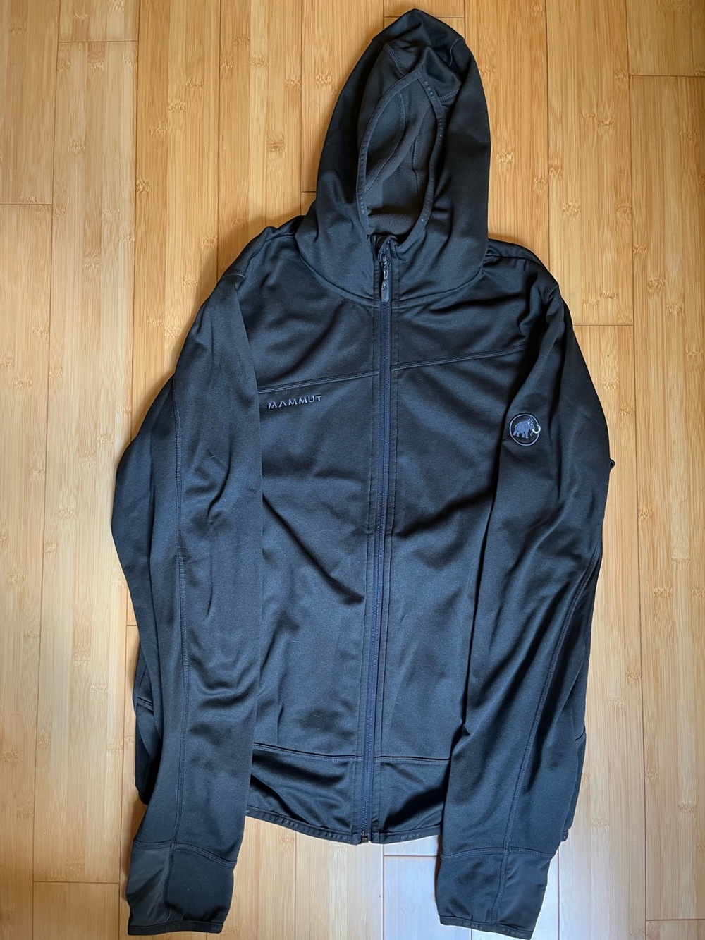 Mammut Men's Black Hooded Softshell Jacket with Subtle Logo